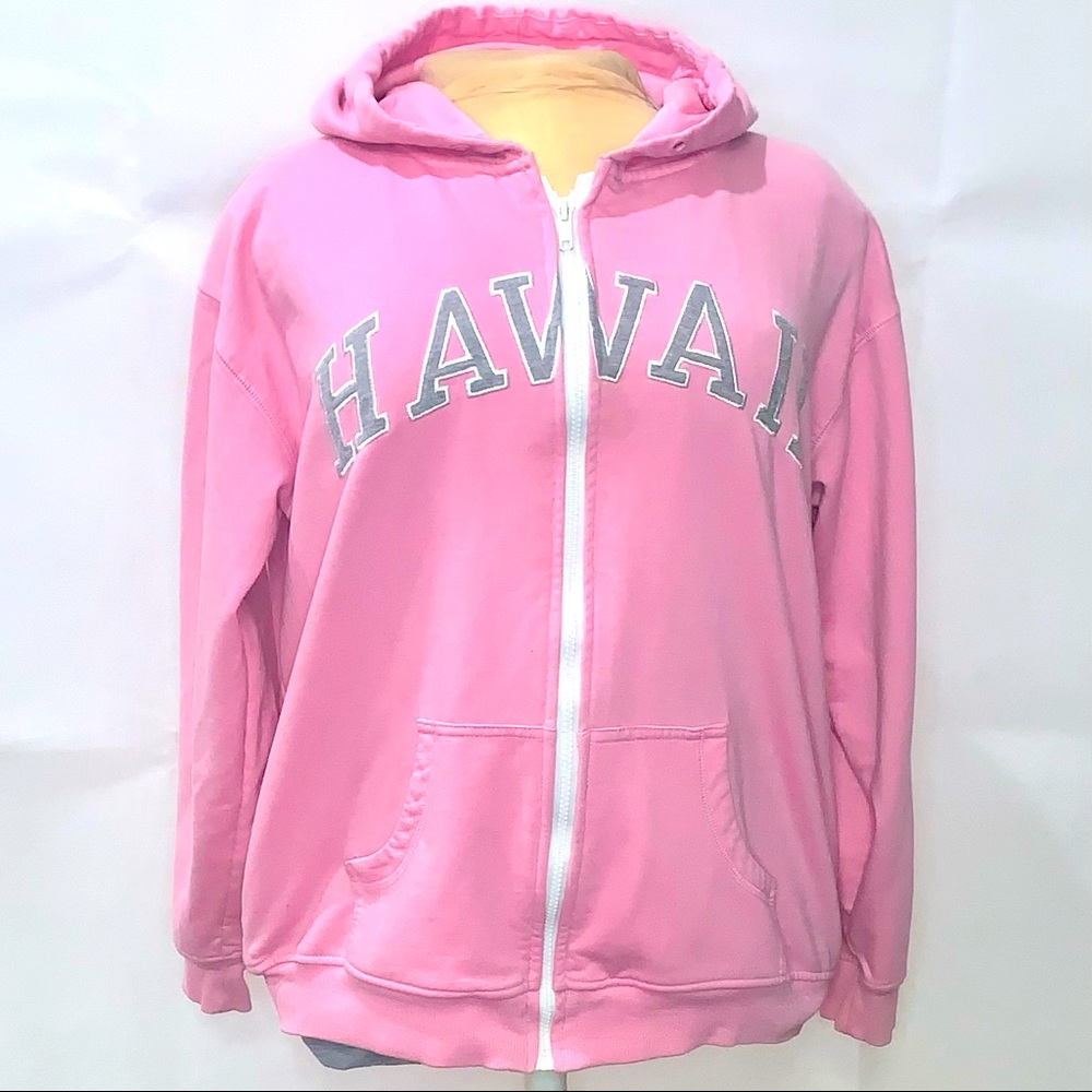 EUC - Pink Womens Hawaii Zip Up Hoodie Small